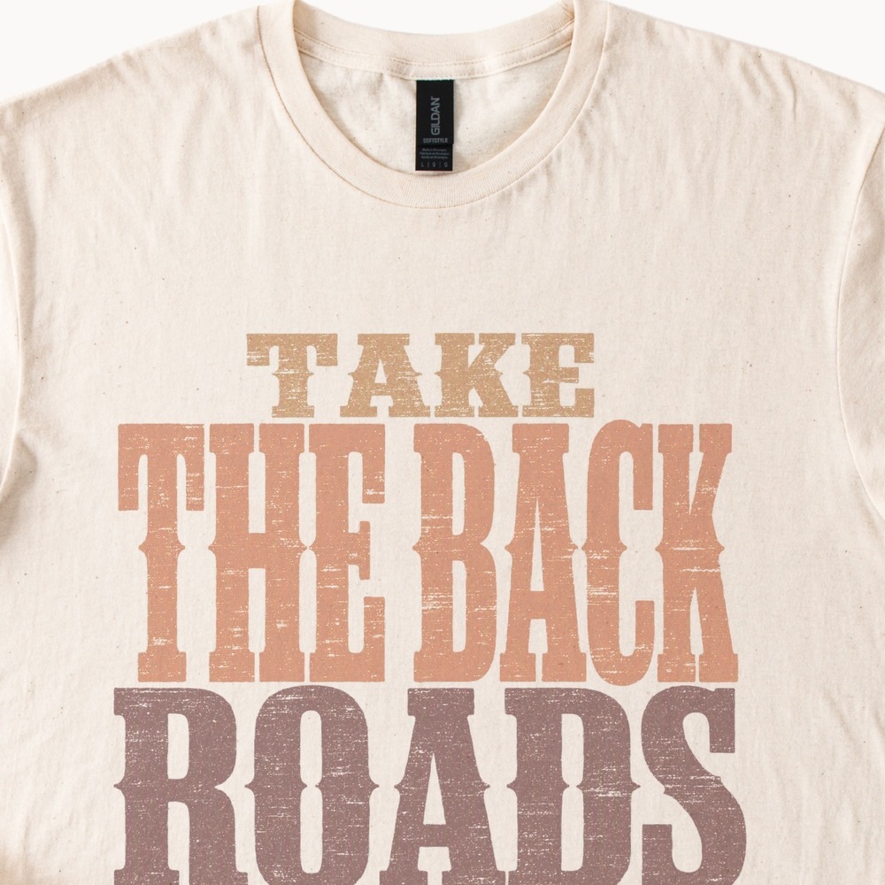 Take the Back Roads Distressed Western Graphic Tee
